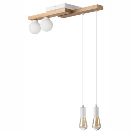 Candeeiro suspenso CORTINA 2xE27/15W/230V + 2xG9/5W/230V branco/carvalho