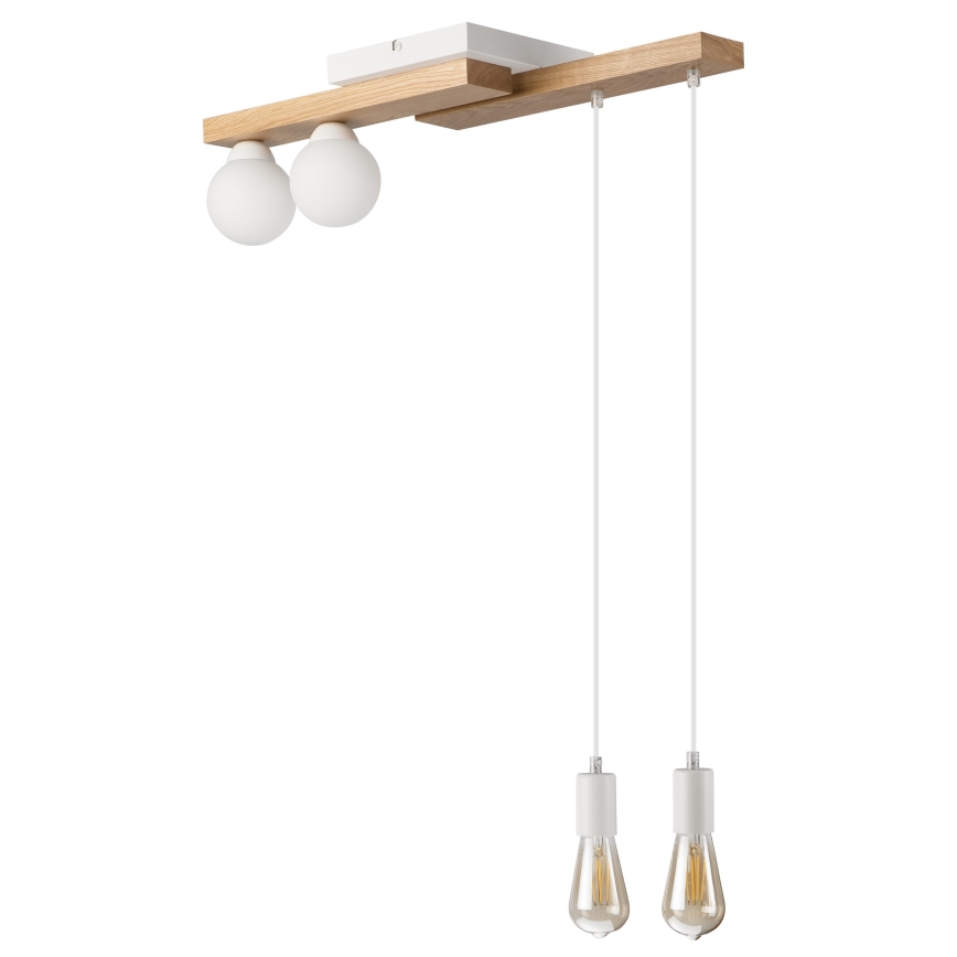 Candeeiro suspenso CORTINA 2xE27/15W/230V + 2xG9/5W/230V branco/carvalho