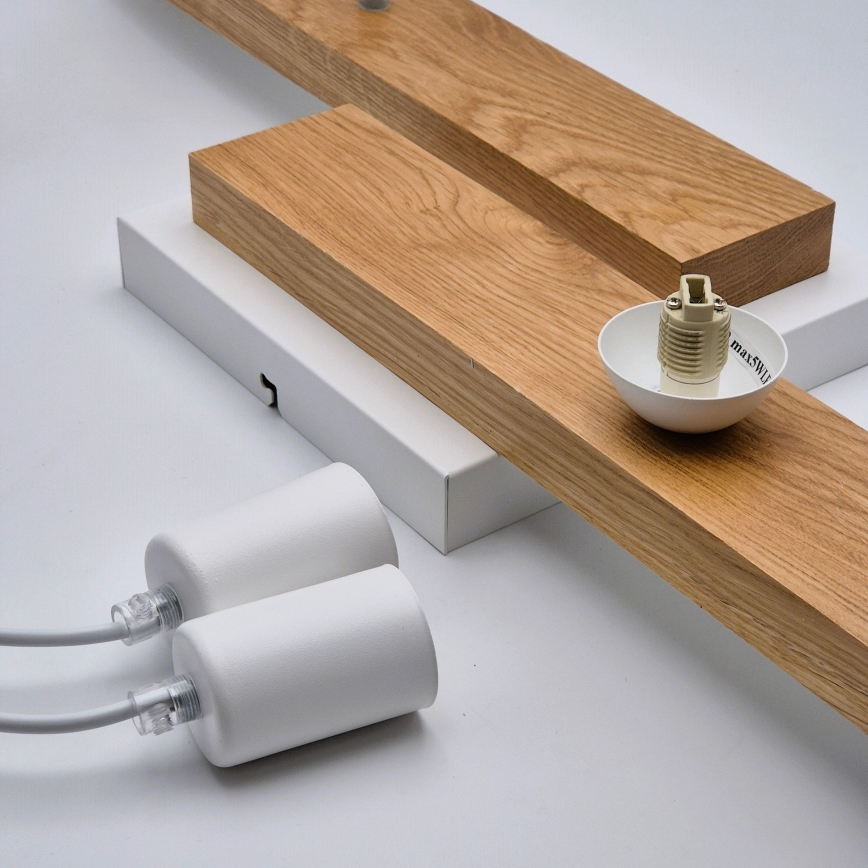 Candeeiro suspenso CORTINA 2xE27/15W/230V + 2xG9/5W/230V branco/carvalho