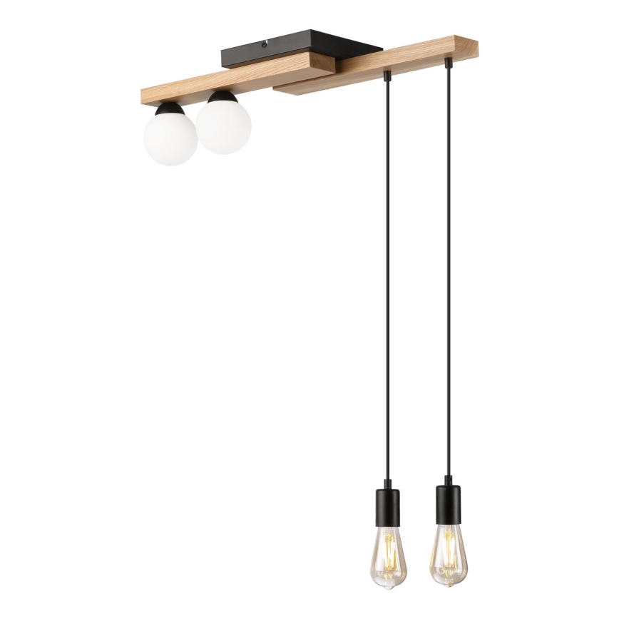 Candeeiro suspenso CORTINA 2xE27/15W/230V + 2xG9/5W/230V preto/carvalho