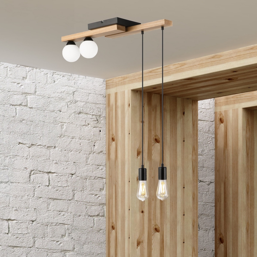 Candeeiro suspenso CORTINA 2xE27/15W/230V + 2xG9/5W/230V preto/carvalho