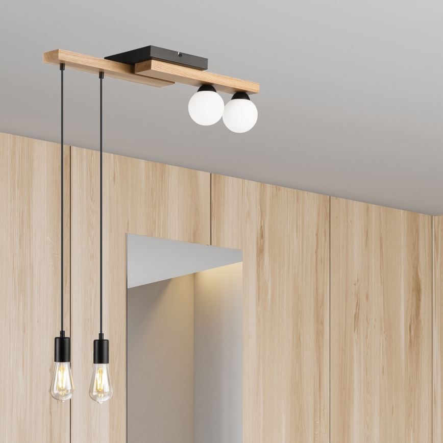 Candeeiro suspenso CORTINA 2xE27/15W/230V + 2xG9/5W/230V preto/carvalho
