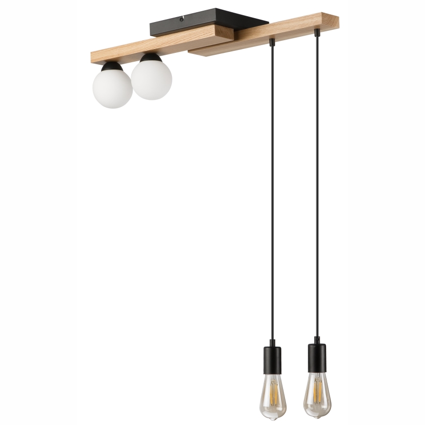 Candeeiro suspenso CORTINA 2xE27/15W/230V + 2xG9/5W/230V preto/carvalho