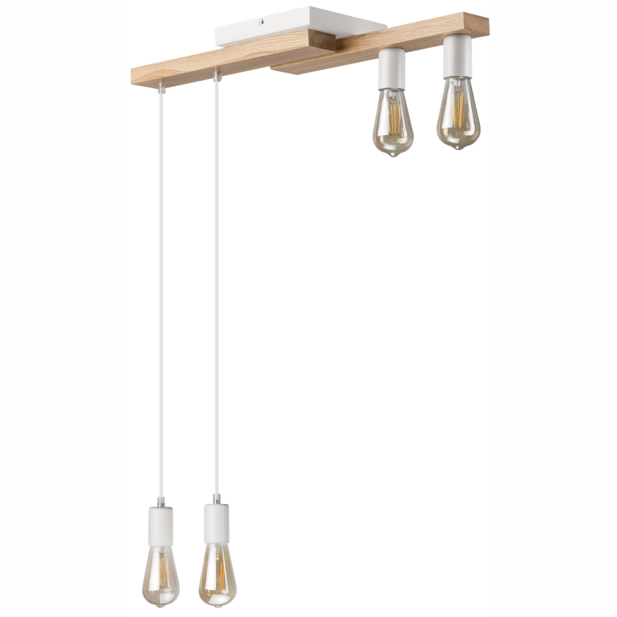 Candeeiro suspenso CORTINA 4xE27/15W/230V branco/carvalho
