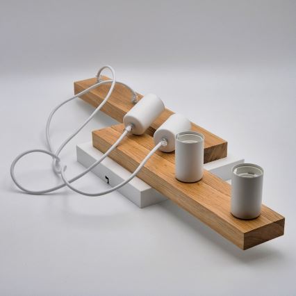 Candeeiro suspenso CORTINA 4xE27/15W/230V branco/carvalho
