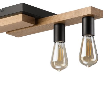 Candeeiro suspenso CORTINA 4xE27/15W/230V preto/carvalho