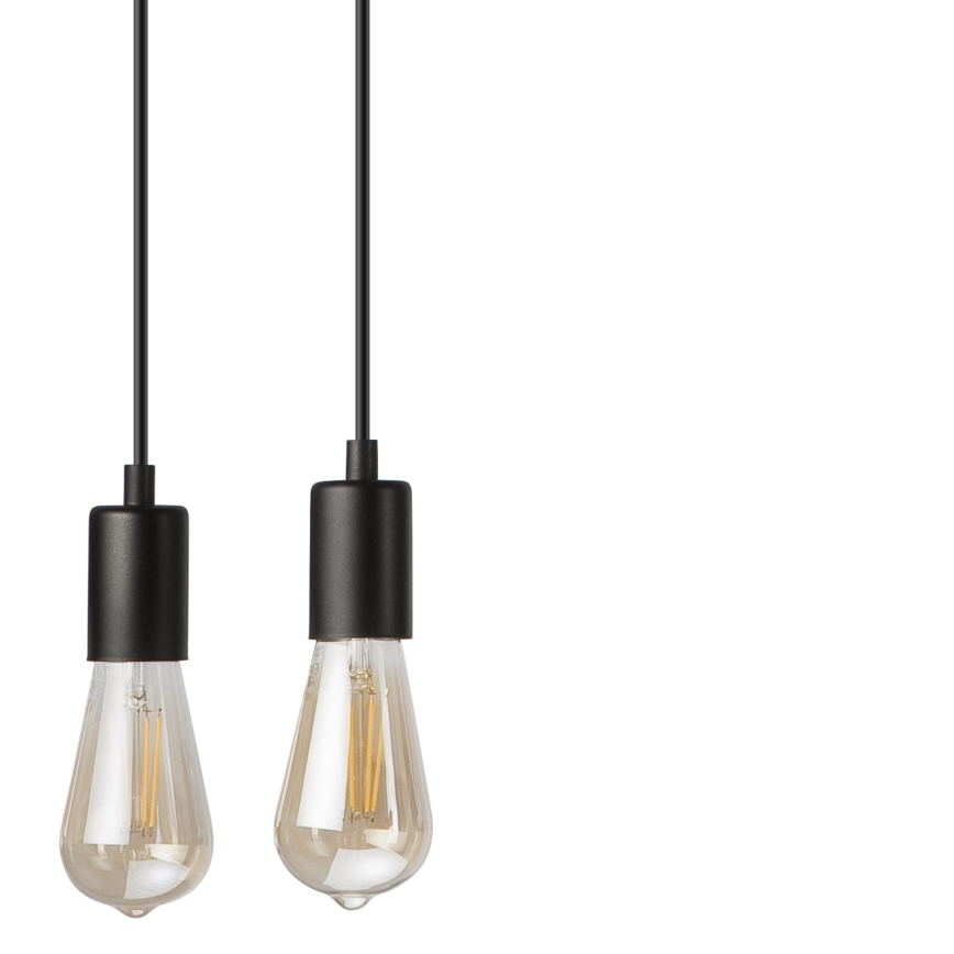 Candeeiro suspenso CORTINA 4xE27/15W/230V preto/carvalho