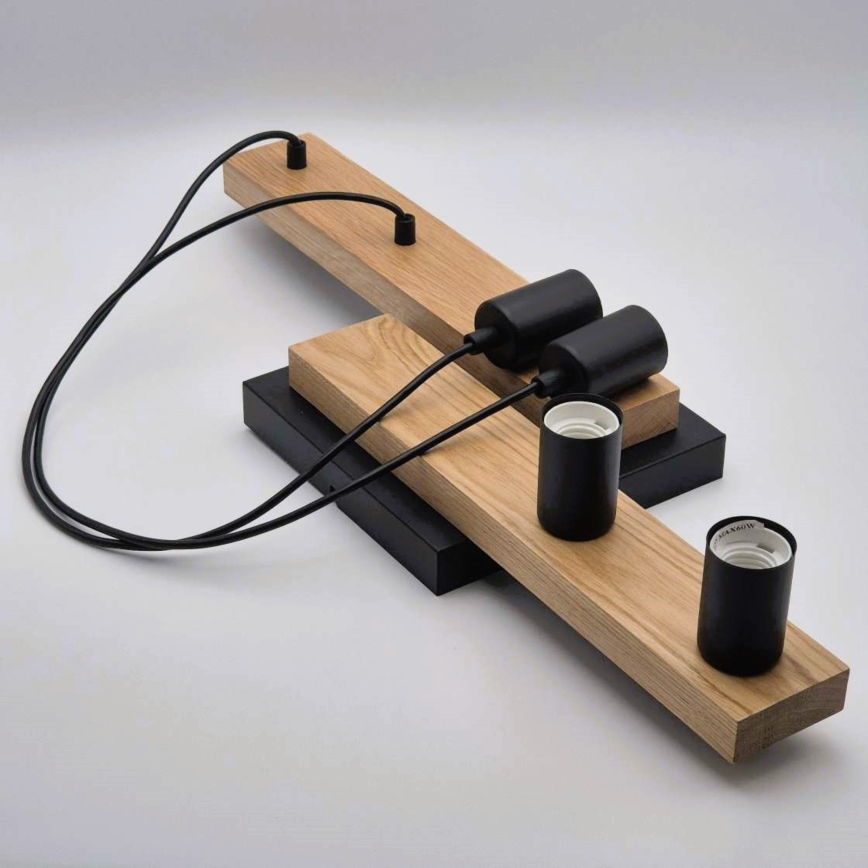 Candeeiro suspenso CORTINA 4xE27/15W/230V preto/carvalho