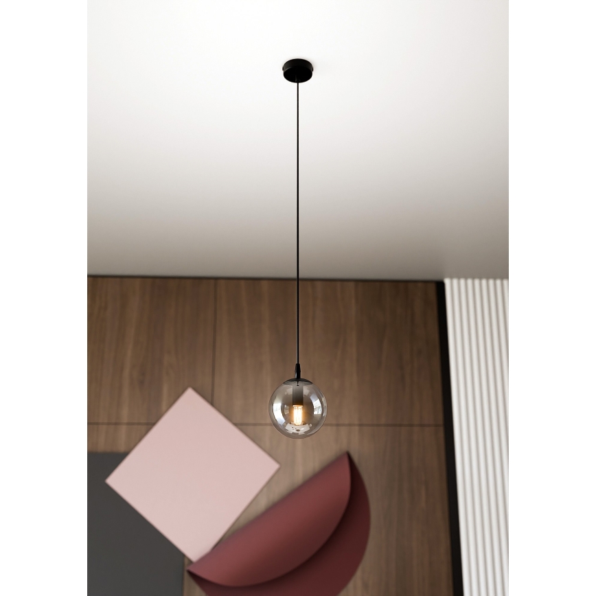 Candeeiro suspenso COSMO 1xE14/10W/230V diâmetro 14 cm preto/cinzento
