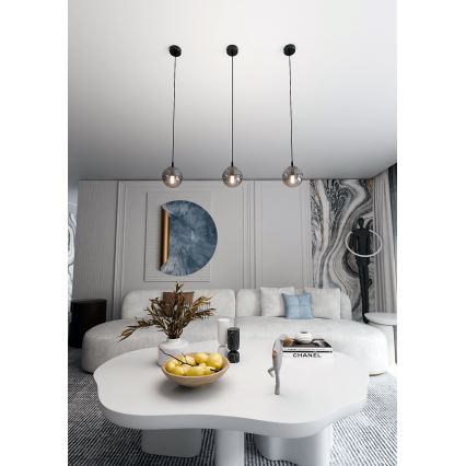 Candeeiro suspenso COSMO 1xE14/10W/230V diâmetro 14 cm preto/cinzento