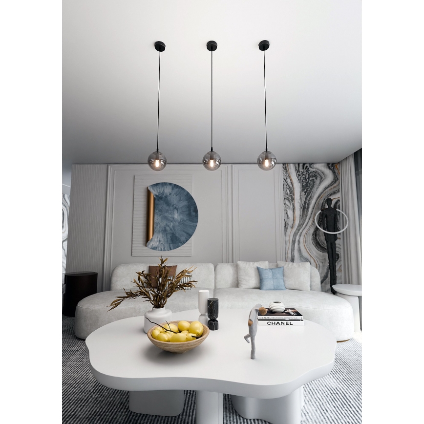 Candeeiro suspenso COSMO 1xE14/10W/230V diâmetro 14 cm preto/cinzento