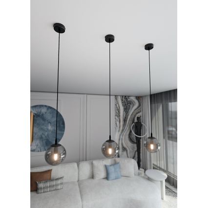 Candeeiro suspenso COSMO 1xE14/10W/230V diâmetro 14 cm preto/cinzento