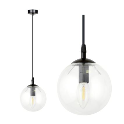 Candeeiro suspenso COSMO 1xE14/10W/230V diâmetro 14 cm preto/transparente