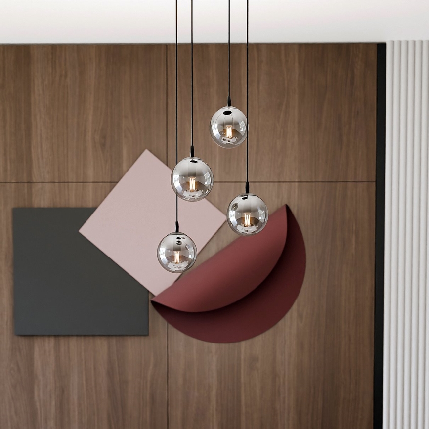 Candeeiro suspenso COSMO 4xE14/10W/230V diâmetro 40 cm preto/cinzento