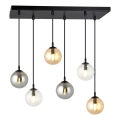 Candeeiro suspenso COSMO 6xE14/10W/230V preto/cinzento/bege/transparente
