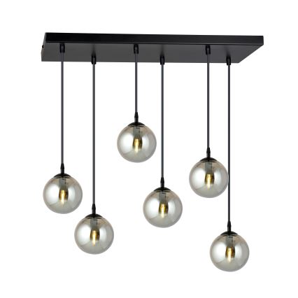 Candeeiro suspenso COSMO 6xE14/10W/230V preto/cinzento