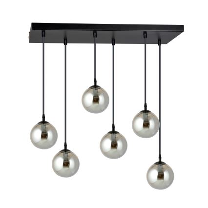Candeeiro suspenso COSMO 6xE14/10W/230V preto/cinzento