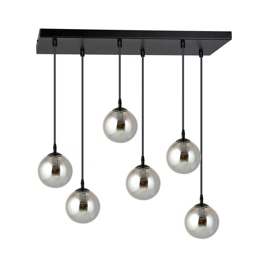 Candeeiro suspenso COSMO 6xE14/10W/230V preto/cinzento