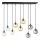 Candeeiro suspenso COSMO 9xE14/10W/230V preto/cinzento/bege/transparente