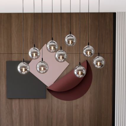 Candeeiro suspenso COSMO 9xE14/10W/230V preto/cinzento