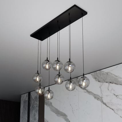 Candeeiro suspenso COSMO 9xE14/10W/230V preto/cinzento