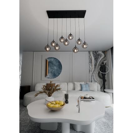 Candeeiro suspenso COSMO 9xE14/10W/230V preto/cinzento