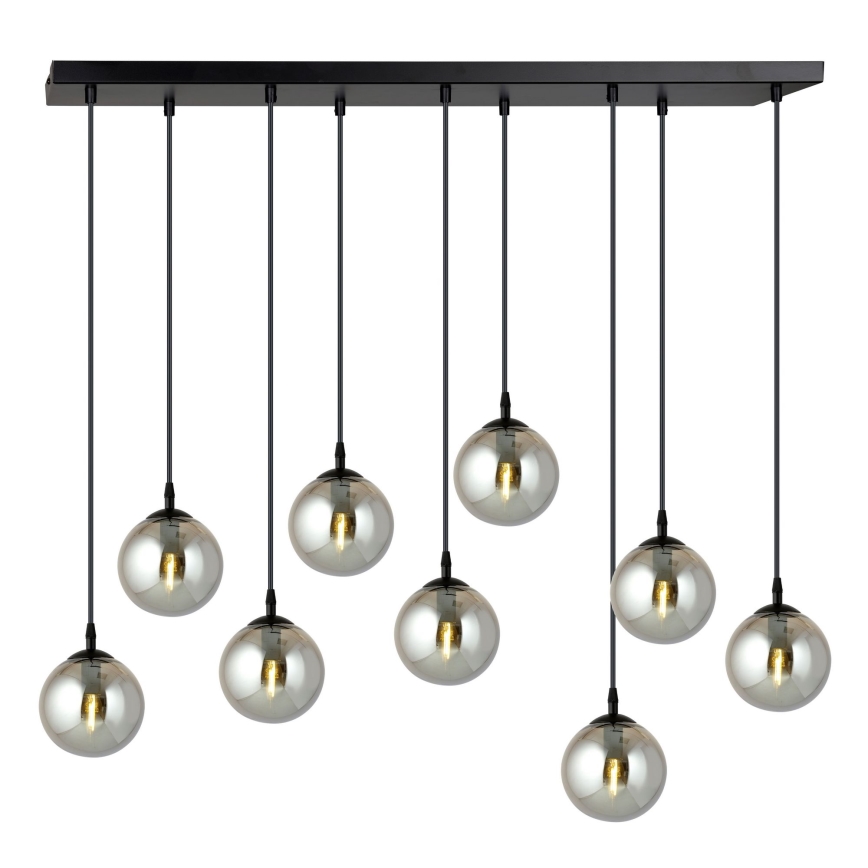 Candeeiro suspenso COSMO 9xE14/10W/230V preto/cinzento