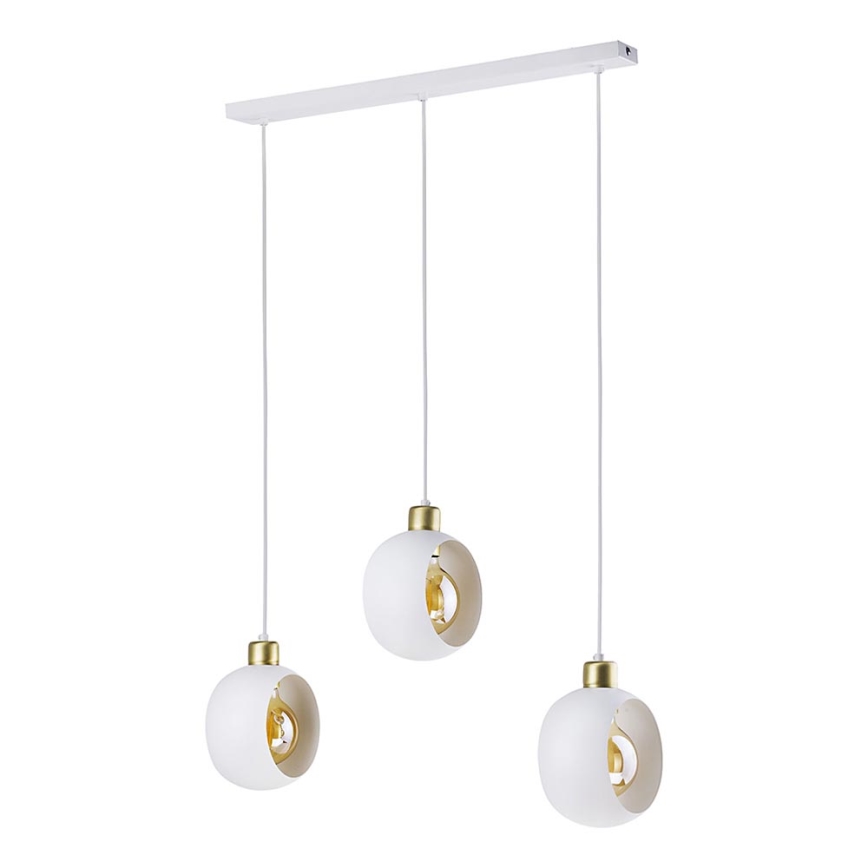 Candeeiro suspenso CYKLOP 3xE27/60W/230V branco