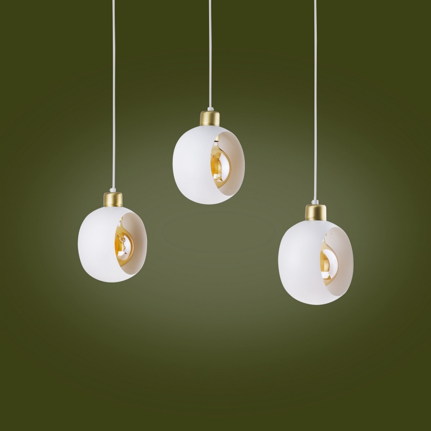 Candeeiro suspenso CYKLOP 3xE27/60W/230V branco