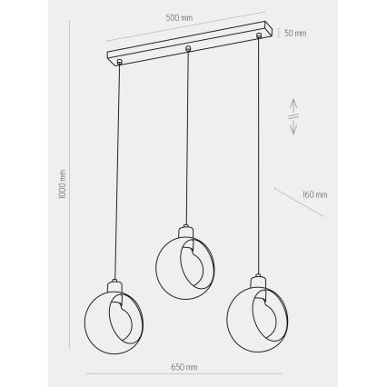 Candeeiro suspenso CYKLOP 3xE27/60W/230V branco
