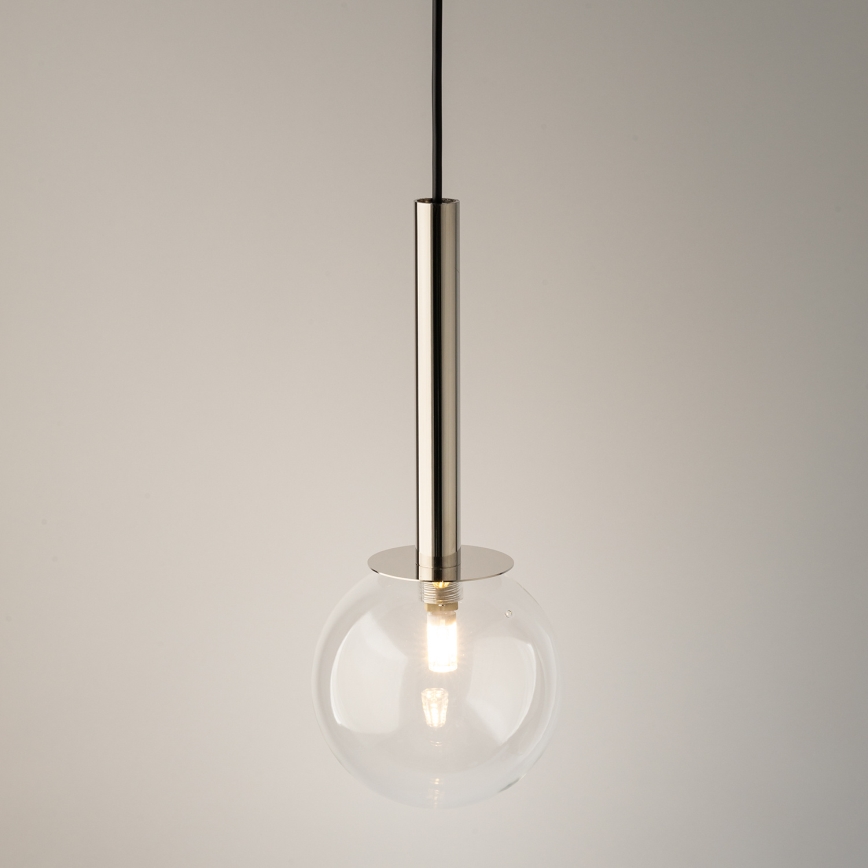 Candeeiro suspenso DAISY 1xG9/12W/230V diâmetro 14 cm cromado brilhante/preto/transparente