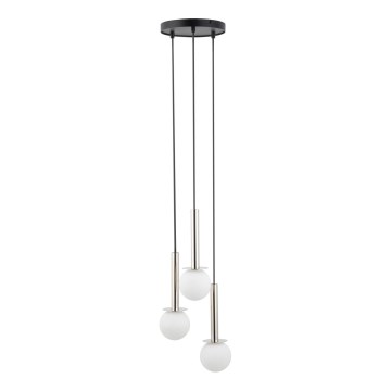 Candeeiro suspenso DAISY 3xG9/12W/230V diâmetro 27 cm cromado brilhante/preto/branco