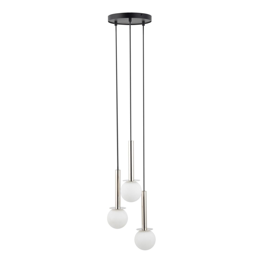Candeeiro suspenso DAISY 3xG9/12W/230V diâmetro 27 cm cromado brilhante/preto/branco