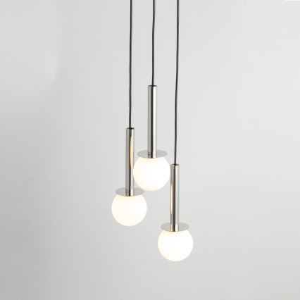 Candeeiro suspenso DAISY 3xG9/12W/230V diâmetro 27 cm cromado brilhante/preto/branco
