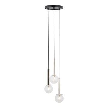 Candeeiro suspenso DAISY 3xG9/12W/230V diâmetro 27 cm cromado brilhante/preto/transparente