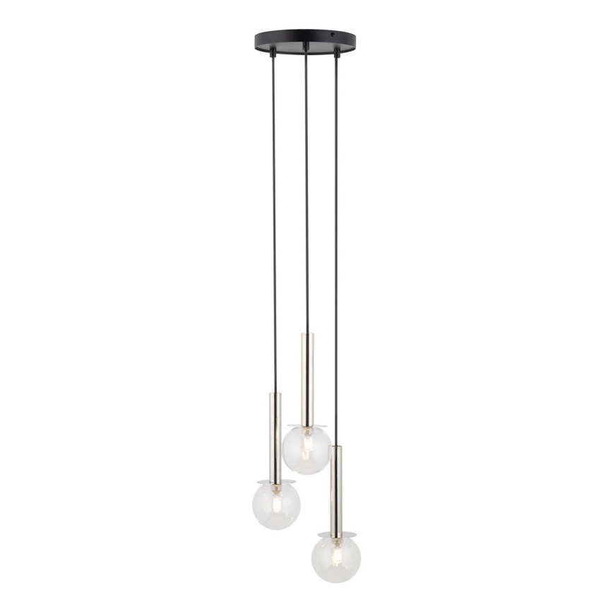 Candeeiro suspenso DAISY 3xG9/12W/230V diâmetro 27 cm cromado brilhante/preto/transparente