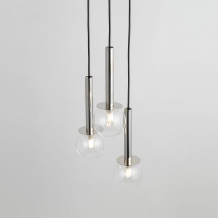 Candeeiro suspenso DAISY 3xG9/12W/230V diâmetro 27 cm cromado brilhante/preto/transparente