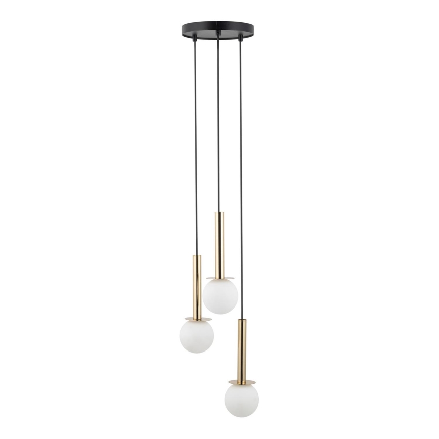 Candeeiro suspenso DAISY 3xG9/12W/230V diâmetro 27 cm dourado/preto/branco