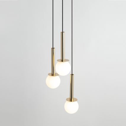 Candeeiro suspenso DAISY 3xG9/12W/230V diâmetro 27 cm dourado/preto/branco