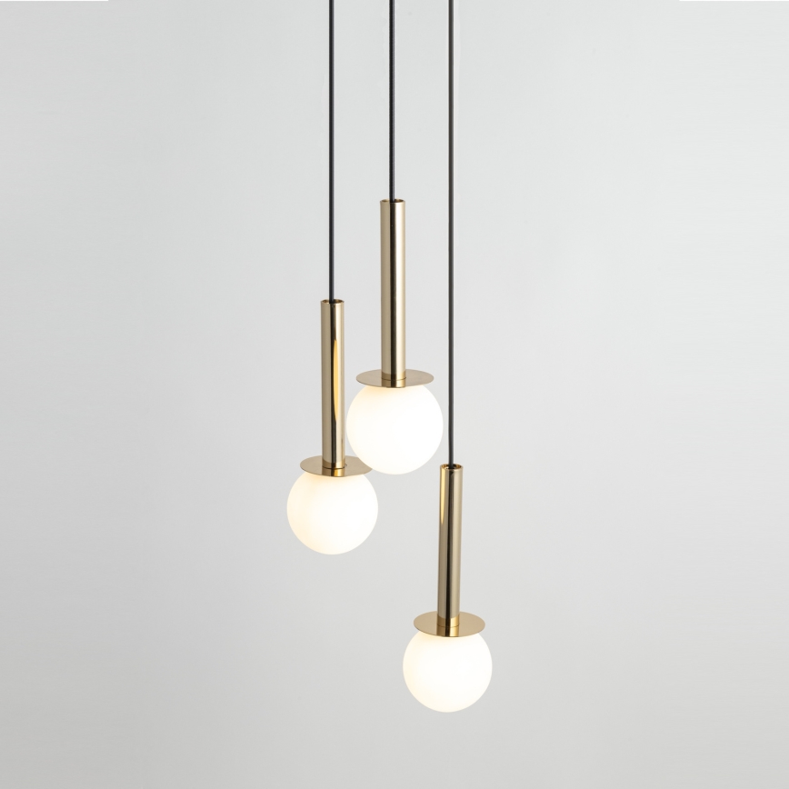 Candeeiro suspenso DAISY 3xG9/12W/230V diâmetro 27 cm dourado/preto/branco