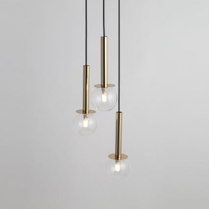 Candeeiro suspenso DAISY 3xG9/12W/230V diâmetro 27 cm dourado/preto/transparente