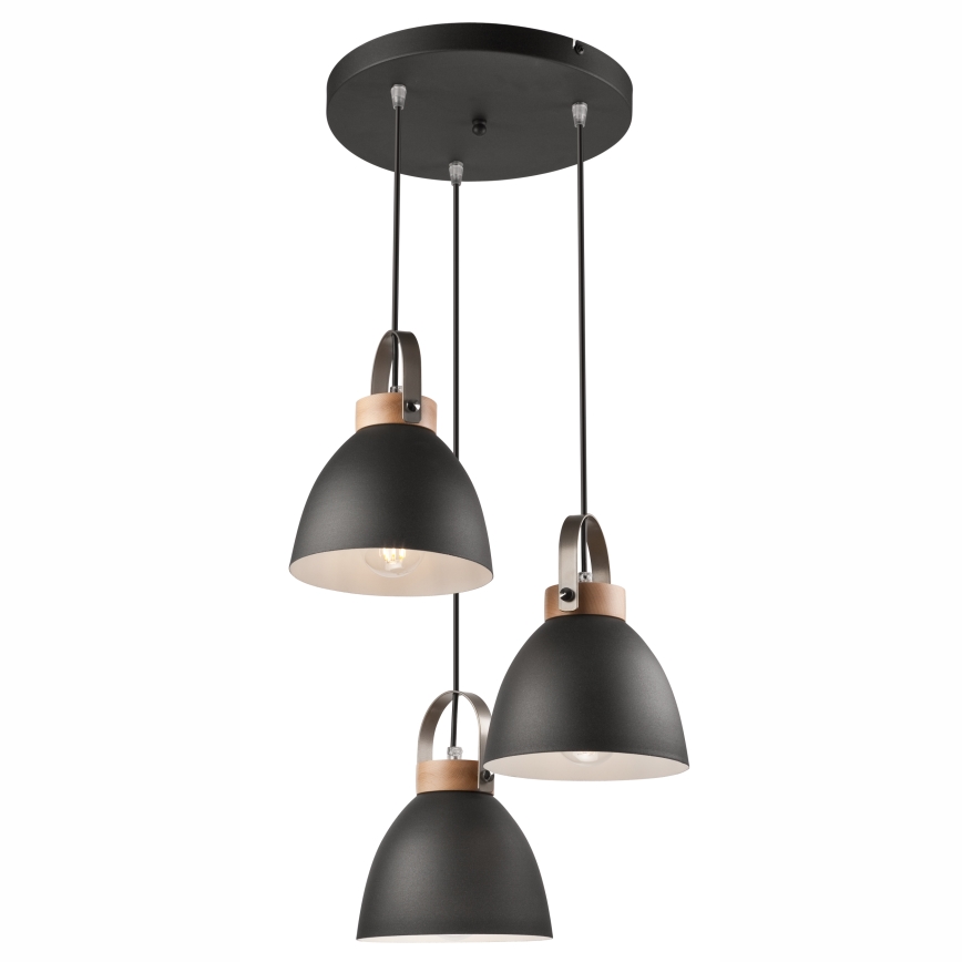Candeeiro suspenso DANIELLE 3xE27/60W/230V faia