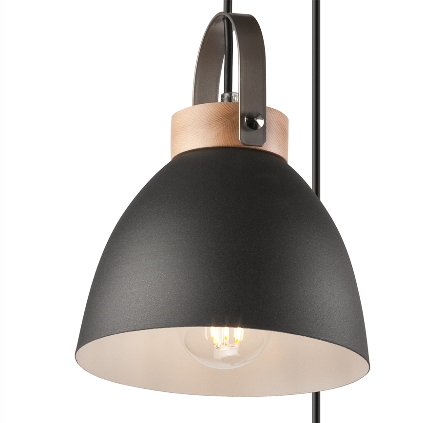 Candeeiro suspenso DANIELLE 3xE27/60W/230V faia