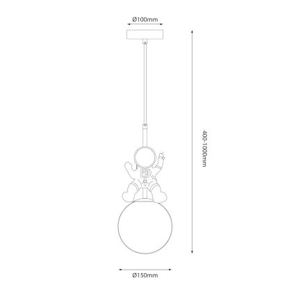 Candeeiro suspenso de criança ASTRONAUT 1xE27/60W/230V diâmetro 15 cm dourado/bege