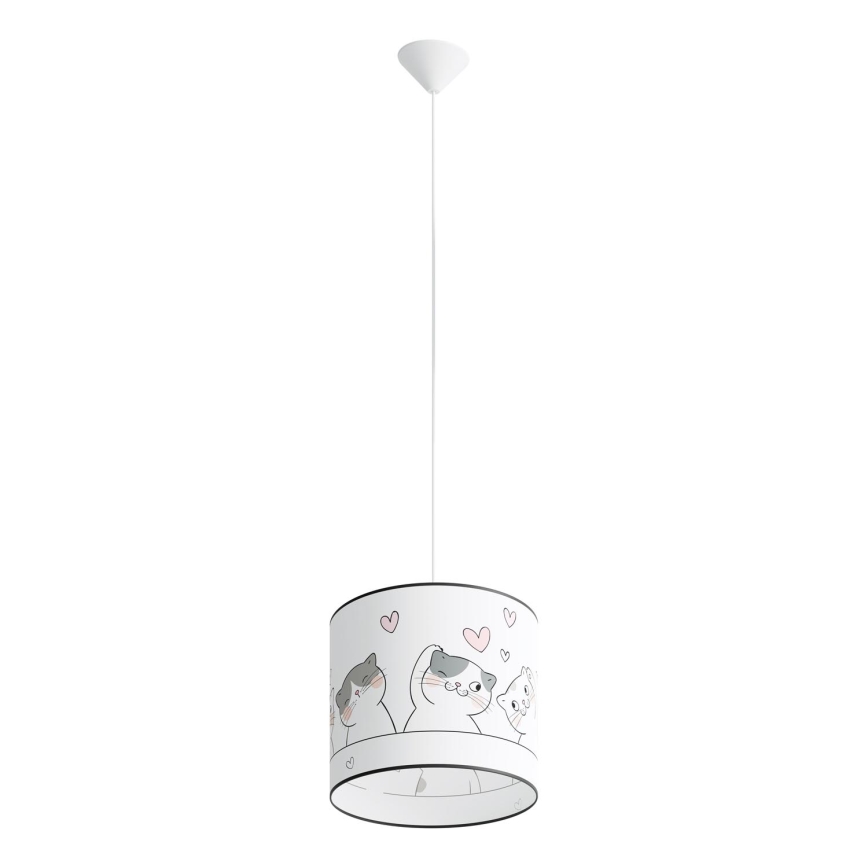 Candeeiro suspenso de criança CAT 1xE27/15W/230V diâmetro 30 cm gato