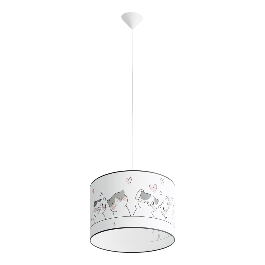 Candeeiro suspenso de criança CAT 1xE27/15W/230V diâmetro 40 cm gato