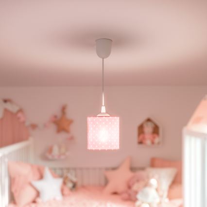 Candeeiro suspenso de criança DOTS 1xE27/15W/230V diâmetro 15 cm rosa
