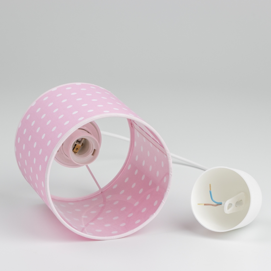 Candeeiro suspenso de criança DOTS 1xE27/15W/230V diâmetro 15 cm rosa