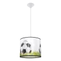 Candeeiro suspenso de criança FOOTBALL 1xE27/15W/230V diâmetro 30 cm futebol