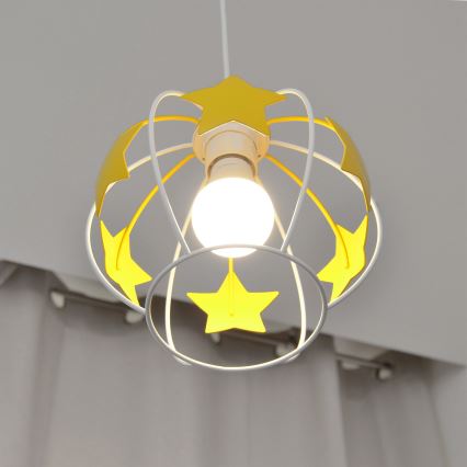 Candeeiro suspenso de criança STARS 1xE27/15W/230V amarelo/branco
